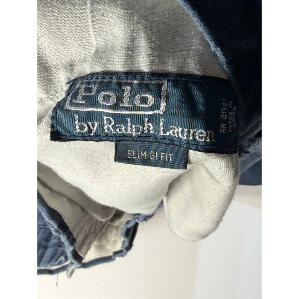 Polo Ralph Lauren Mens 38 Navy Blue Green Whale Embroidered Slim GI Fit Shorts
